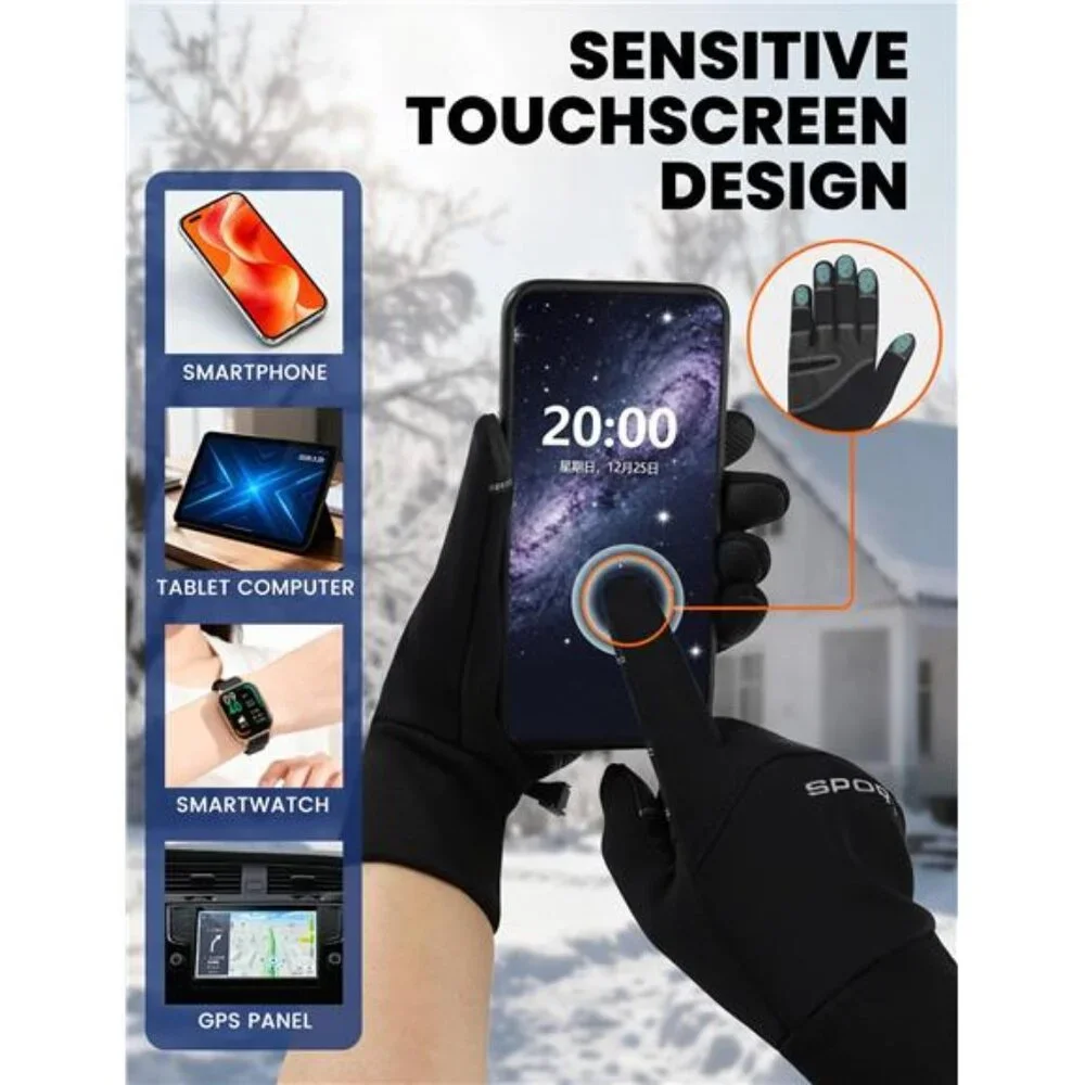 Mens Winter Cycling Gloves Touchscreen Waterproof Anti Slip Warm Biking Gloves
